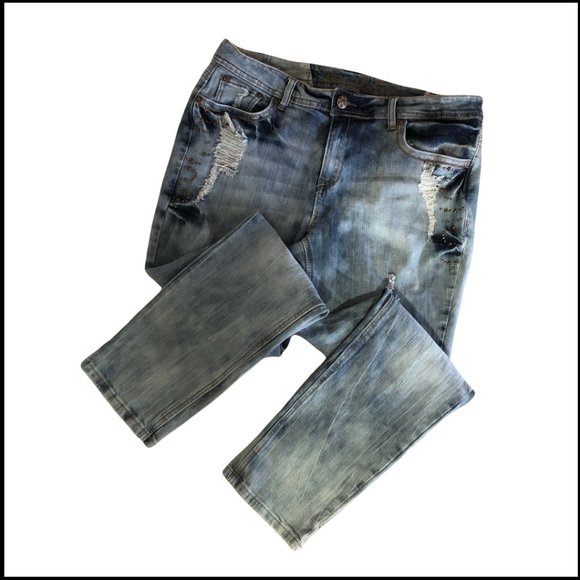 Vanilla Star Distressed & Embellished w/ US Flag Jeans-Sz 14 - Picture 3 of 12